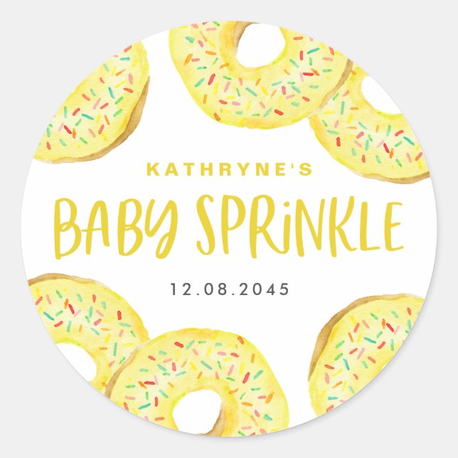 Sticker Rond Aquarelle Jaune beignets Merci d'arrosage (Devant)