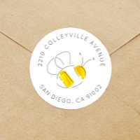 Aquarelle jaune Bumble Bee Adresse de retour