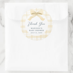 Sticker Rond Aquarelle jaune foncé Baby shower plaid & cabot