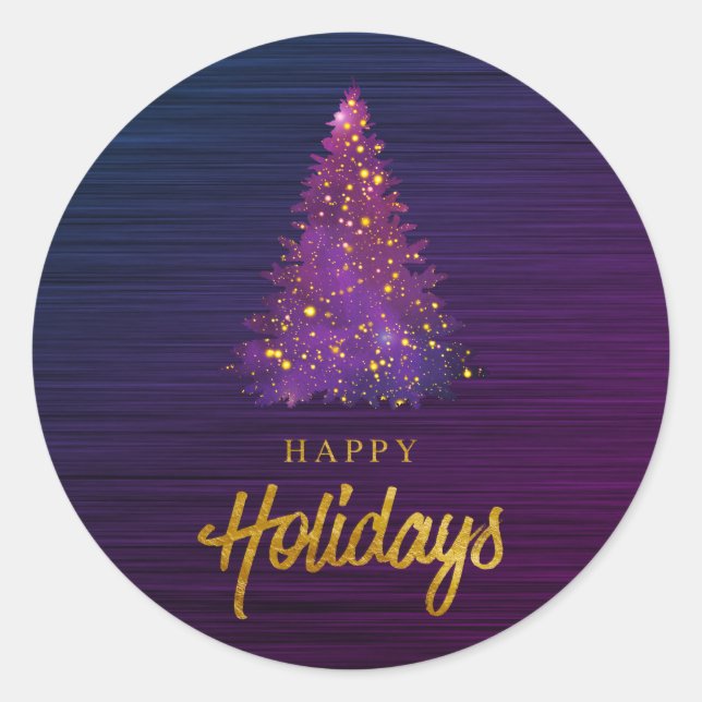 Sticker Rond Aquarelle Joyeux Noël Arbre (Devant)