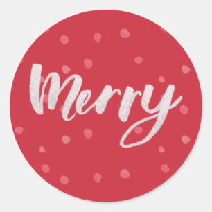 Sticker Rond Aquarelle Joyeux Rouge Noël/Fêtes