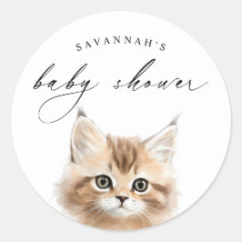 Sticker Rond Aquarelle Kitten | Cute Baby shower Chat Favoriser