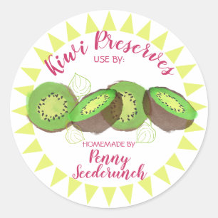 Sticker Rond Aquarelle kiwi fruits tranchés personnalisée en co