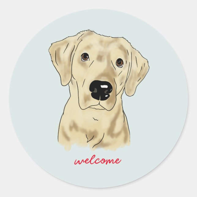 Sticker Rond Aquarelle Labrador jaune (Devant)