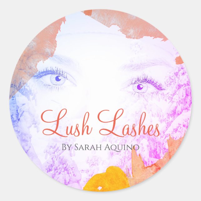 Sticker Rond Aquarelle Lash Extensions Beauté Business (Devant)
