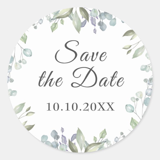 Sticker Rond Aquarelle Lilac Enregistrer la date Favour (Devant)