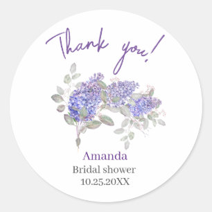 Sticker Rond Aquarelle Lilac Fleur Douche nuptiale merci C