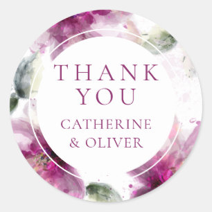 Sticker Rond Aquarelle Lily Fleur Rose Merci