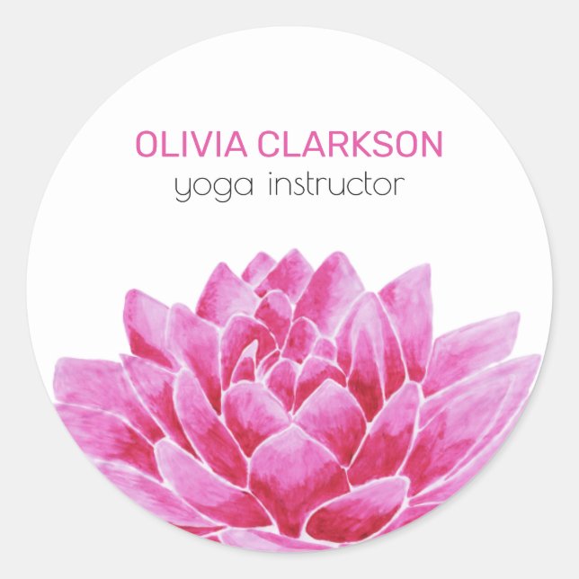 Sticker Rond Aquarelle Lotus Fleur (Devant)
