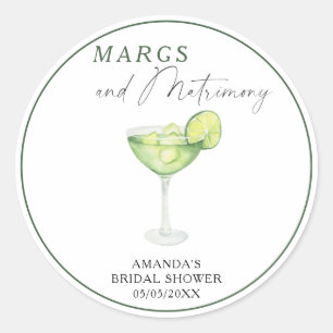 Sticker Rond Aquarelle Marges et douche nuptiale Mariage