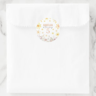 Sticker Rond Aquarelle marguerite Anniversaire