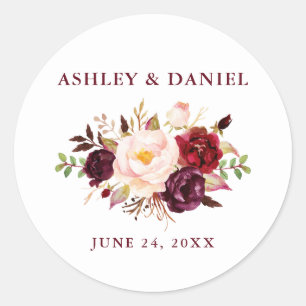 Sticker Rond Aquarelle mariage Bourgogne