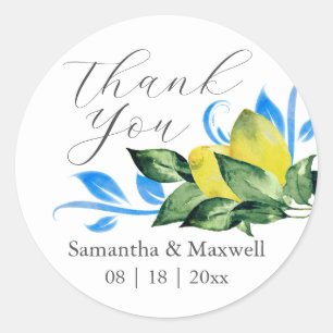 Sticker Rond Aquarelle Mariage citron Favoriser