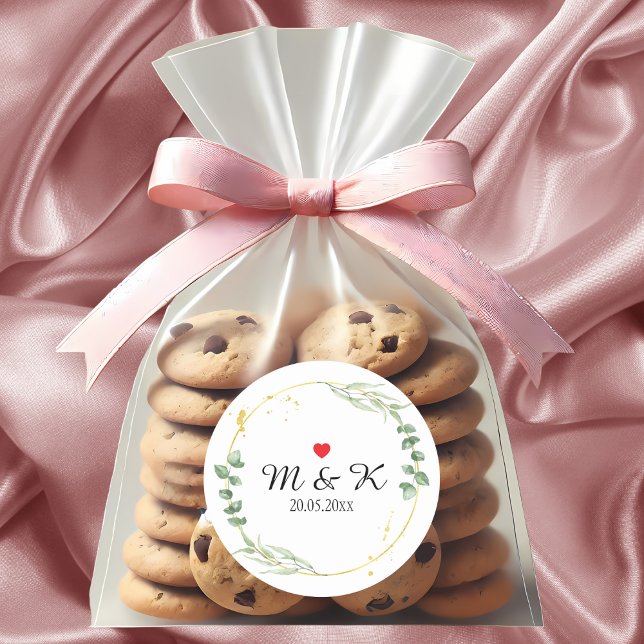 Sticker Rond Aquarelle Mariage de verdure (Watercolor Greenery Wedding Classic Round Sticker)