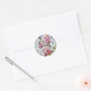 Sticker Rond Aquarelle mauve et rose Floral