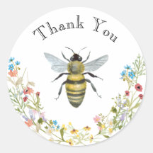 Aquarelle Miel Abeille Merci de courge personnalis