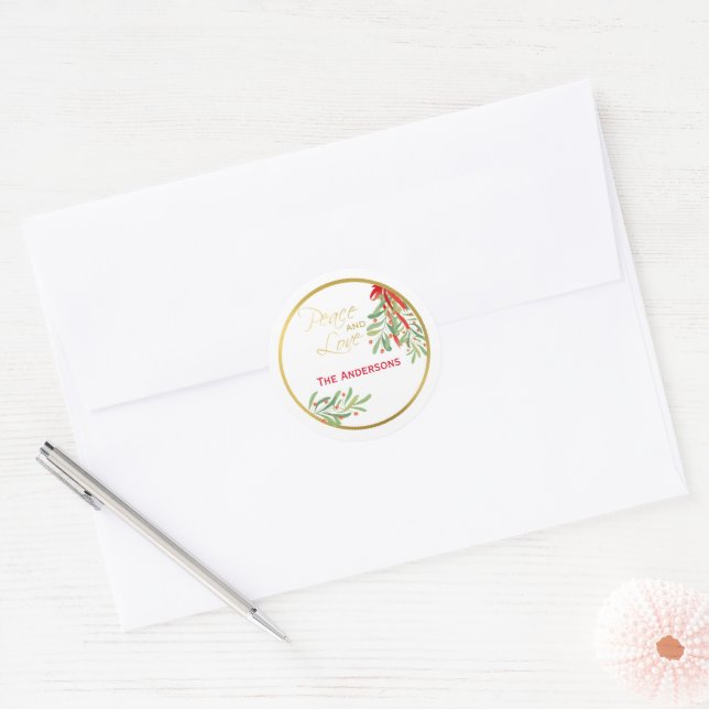 Sticker Rond Aquarelle Mistletoe | Vacances personnalisées (Enveloppe)
