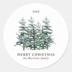 Sticker Rond Aquarelle moderne Arbre de Noël Non photo