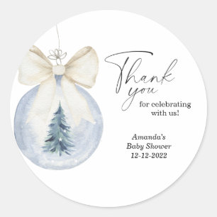 Sticker Rond Aquarelle moderne baby shower d'arbre de Noël