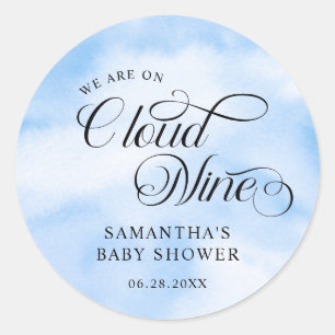Sticker Rond Aquarelle moderne Blue Cloud Neuf Baby shower
