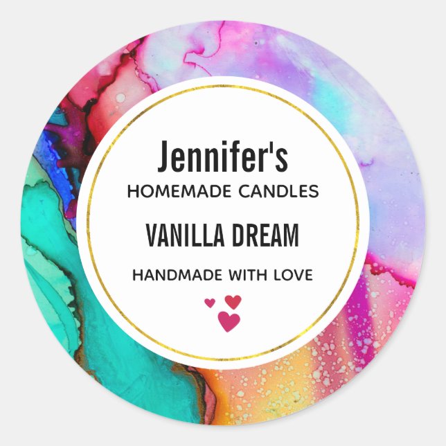 Sticker Rond Aquarelle moderne en marbre Abstrait (Devant)