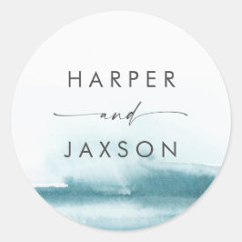 Sticker Rond Aquarelle moderne | Phoques d'enveloppe Mariage Tu