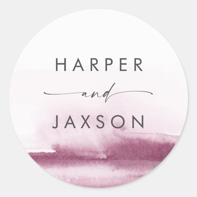 Sticker Rond Aquarelle moderne | Sceaux d'enveloppes Mariages r (Devant)