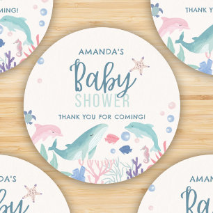 Sticker Rond Aquarelle moderne sous le Baby shower marin
