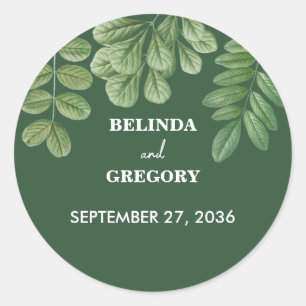 Sticker Rond Aquarelle moderne vert émeraude Mariage vert émera