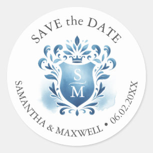 Sticker Rond Aquarelle Monogramme Crest