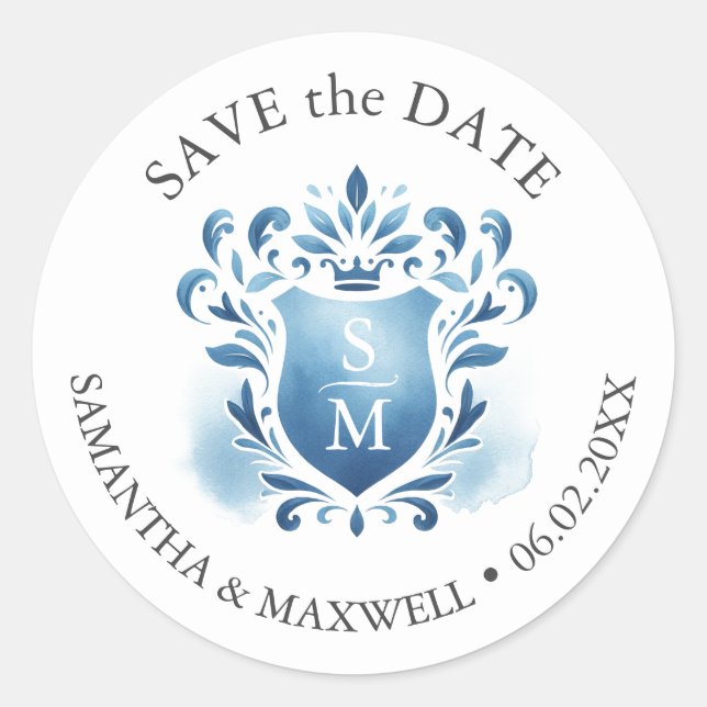 Sticker Rond Aquarelle Monogramme Crest (Devant)