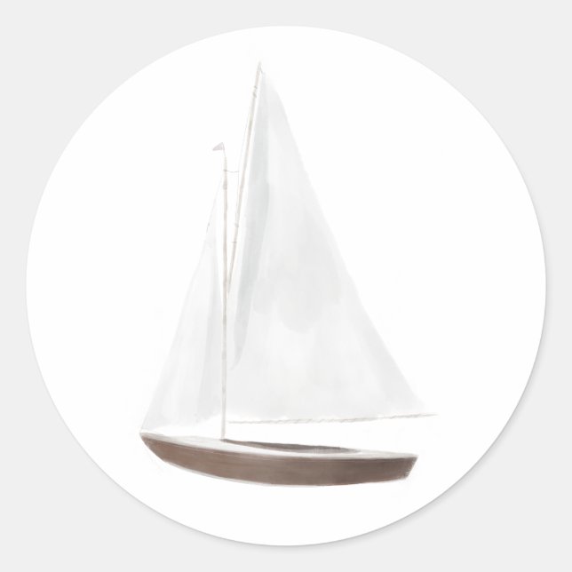 Sticker Rond Aquarelle nautique voilier (Devant)