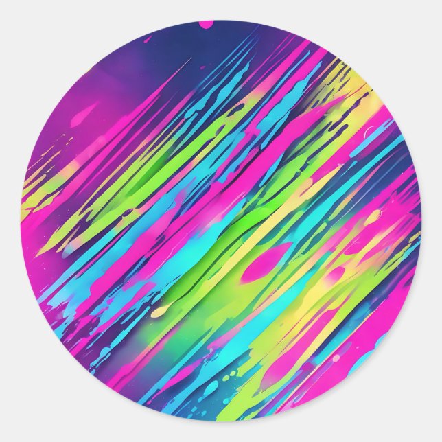 Sticker Rond Aquarelle Neon Vibrant (Devant)