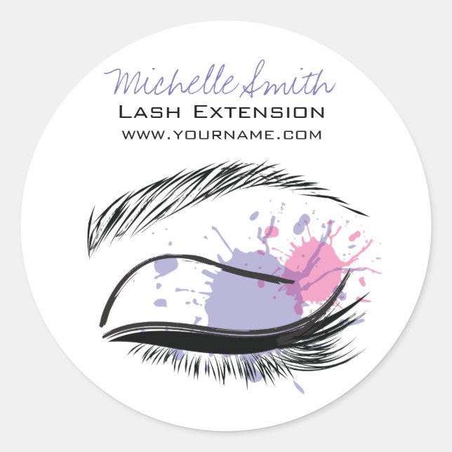 Sticker Rond Aquarelle oculaire cils Lash icône d'extension (Devant)