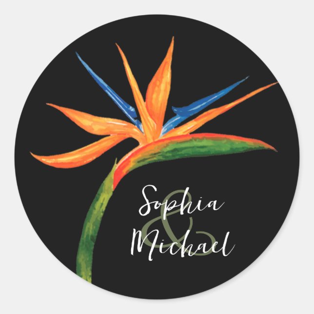 Sticker Rond Aquarelle Oiseau du Paradis (Devant)