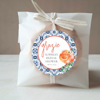 Sticker Rond Aquarelle Orange Spritz Grazie Faveurs
