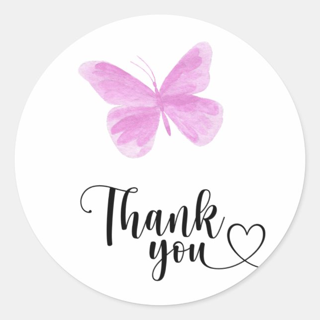 Sticker Rond Aquarelle Papillon merci (Devant)