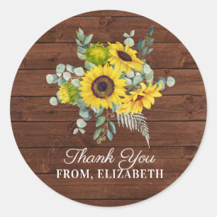 Sticker Rond Aquarelle Pays Merci tournesol
