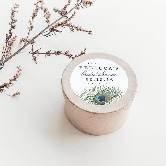 Sticker Rond Aquarelle Peacock Fête des mariées (Créateur téléchargé)