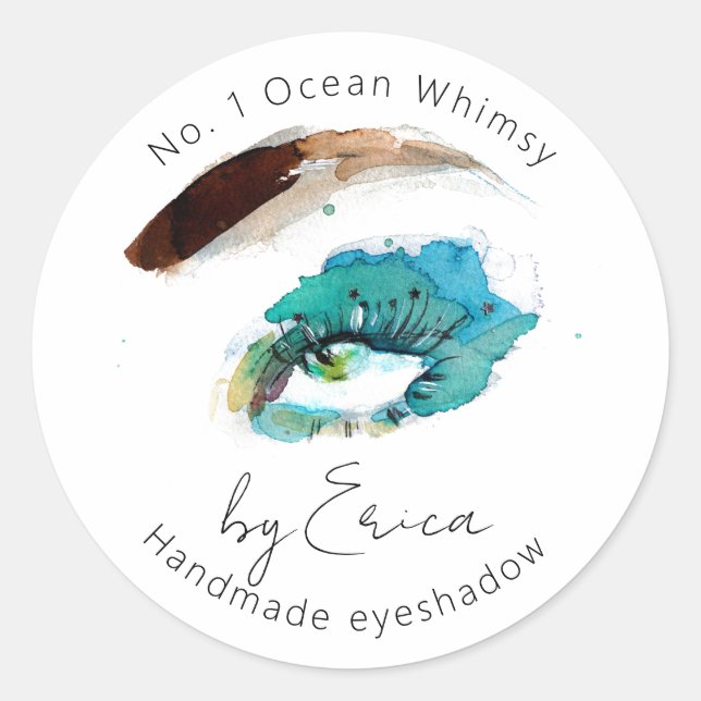 Sticker Rond Aquarelle Peinture des yeux maquillage Emballage d (Devant)