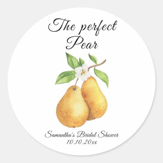 Sticker Rond Aquarelle Perfect Pear Fête des mariées florale (Devant)