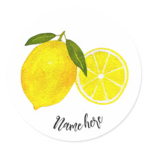 Aquarelle personnalisée Citron jaune