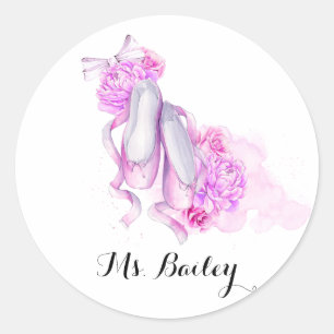 Sticker Rond Aquarelle personnalisée de professeur de ballet