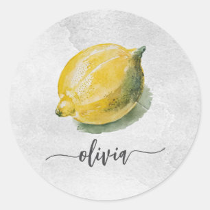 Sticker Rond Aquarelle personnalisée moderne tendance Citron ja