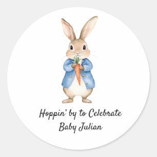Sticker Rond Aquarelle Peter Rabbit Jardin Baby shower