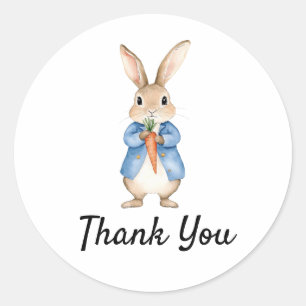 Sticker Rond Aquarelle Peter Rabbit Merci Baby shower