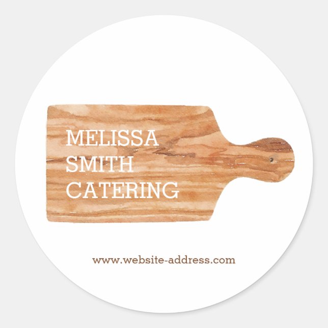 Sticker Rond Aquarelle Planche à découper Catering Chef Logo (Devant)