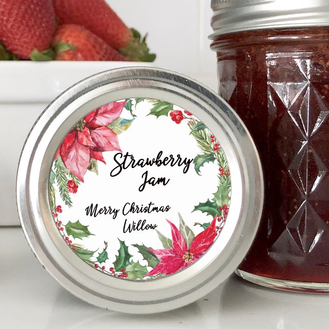 Sticker Rond Aquarelle Poinsettia Blond (Watercolor Poinsettia Blank Classic Round Sticker)