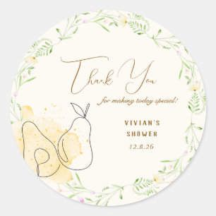 Sticker Rond Aquarelle Poire Merci de jardin fleuri