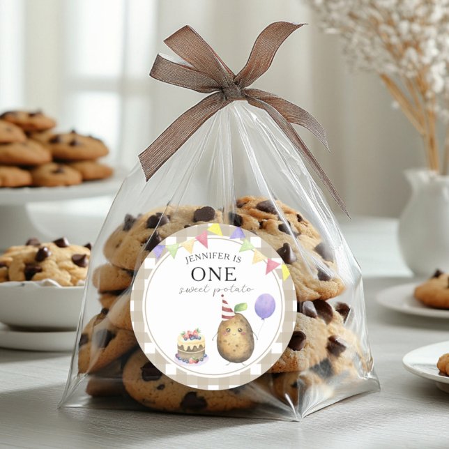 Sticker Rond Aquarelle Pomme de terre 1er anniversaire (Créateur téléchargé)